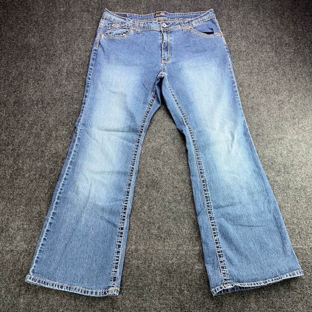 Angels Forever Young Curvy Bootcut Jeans Medium Wash Blue Size 20W Embroidered